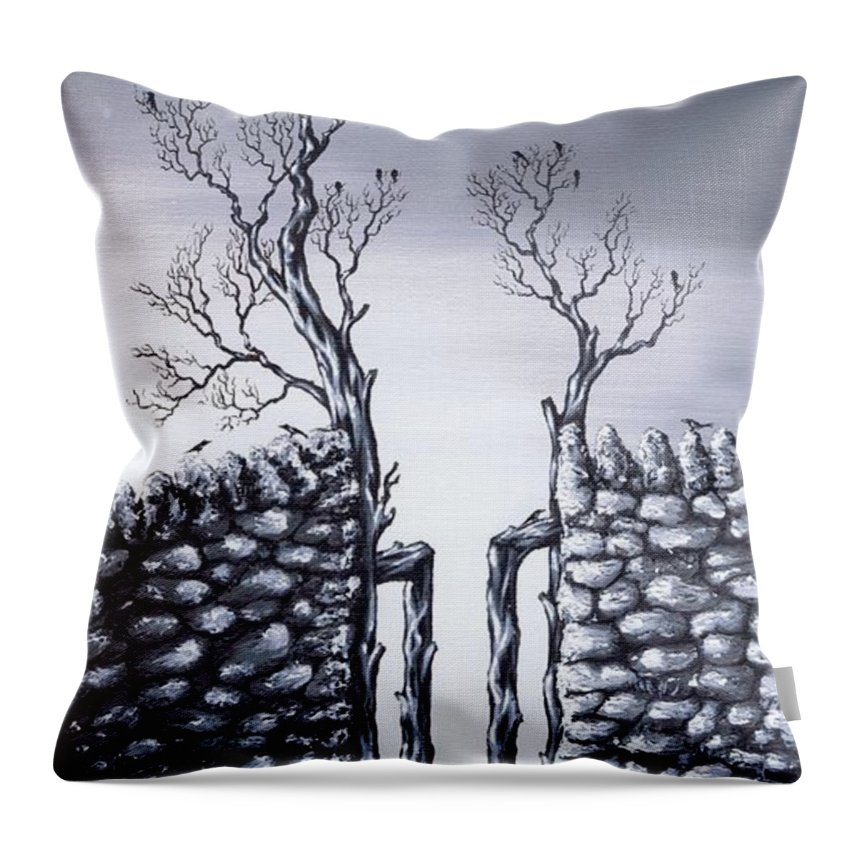 Birds Throw Pillow featuring the painting Bird Tree by Kenneth Clarke