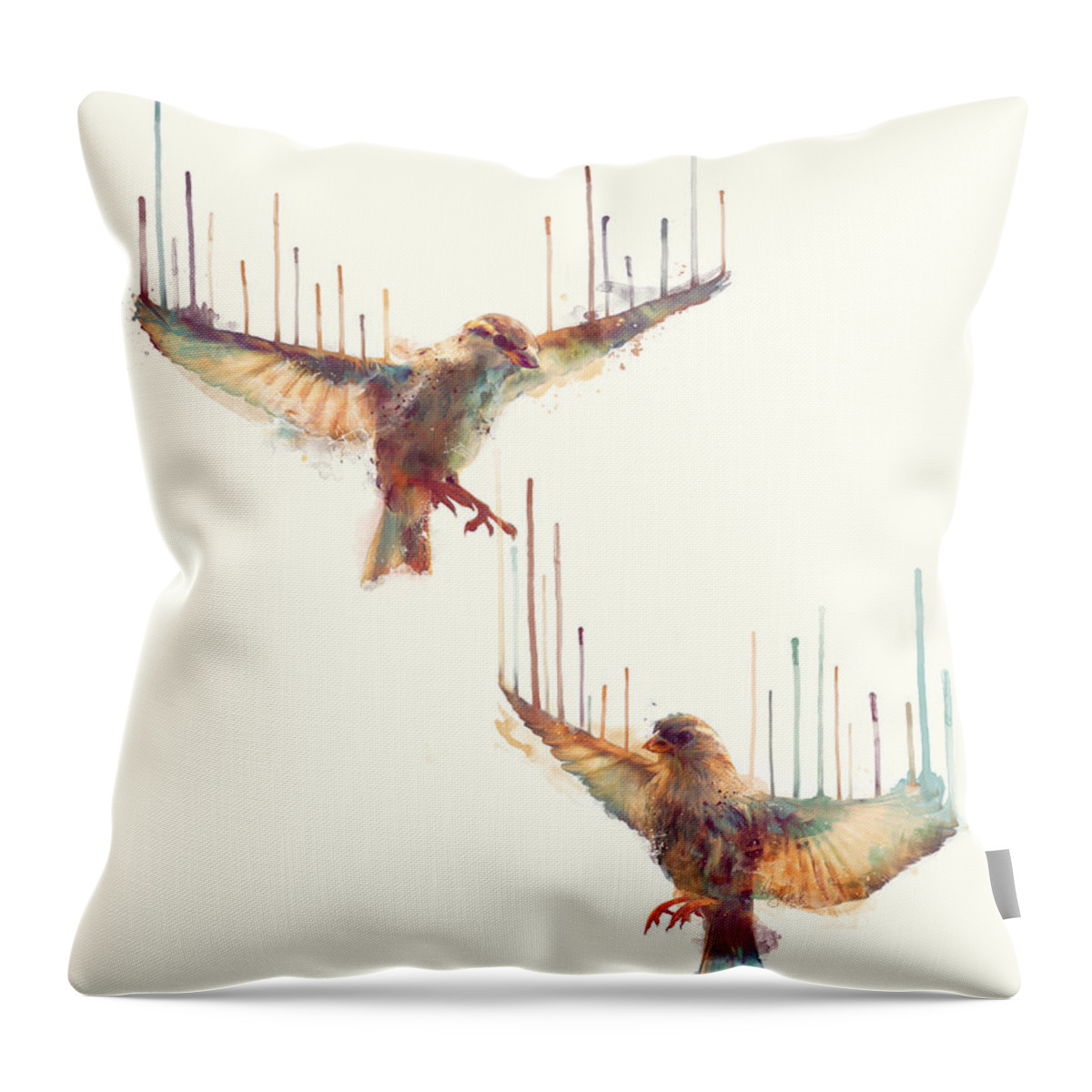 Birds Throw Pillow featuring the painting Birds // Awake by Amy Hamilton