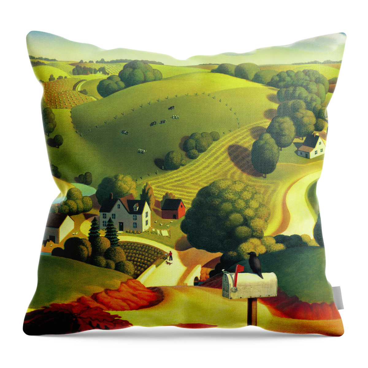 Landscape Throw Pillow featuring the painting Birds Eye View by Robin Moline