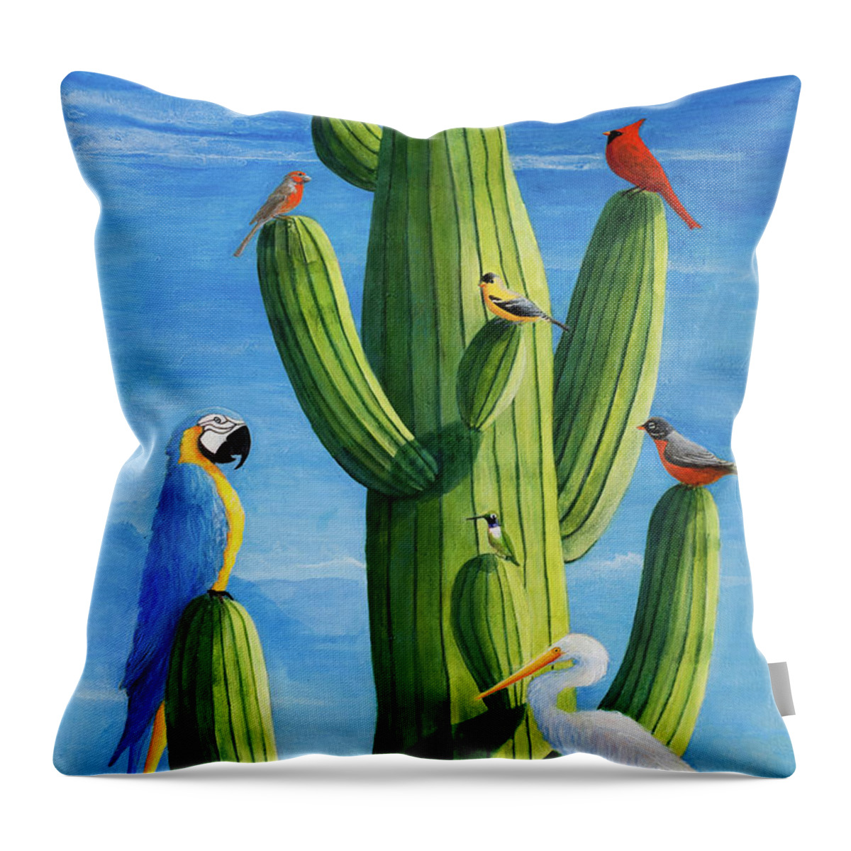 Birds Throw Pillow featuring the painting Birds of a Feather by Sandra Neumann Wilderman