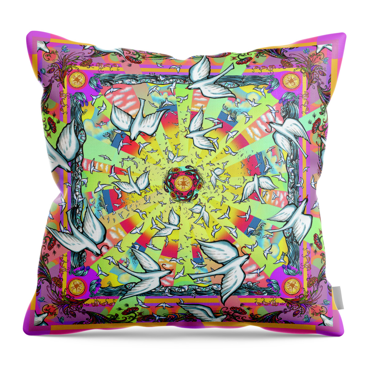  Throw Pillow featuring the mixed media Birds Of A Feather by Wagl Store