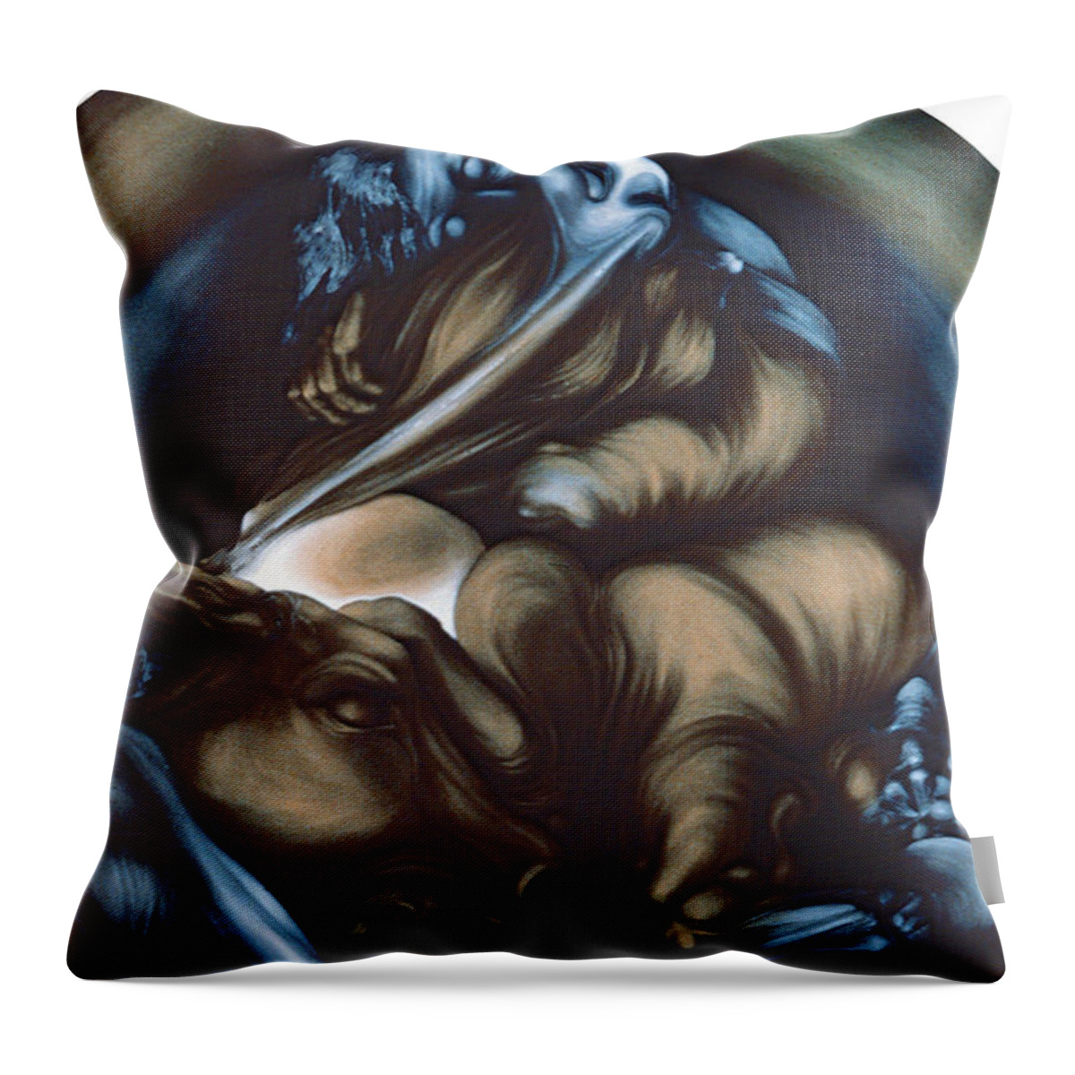 Gaye Elise Beda Throw Pillow featuring the painting Birth of a Centaur by Gaye Elise Beda