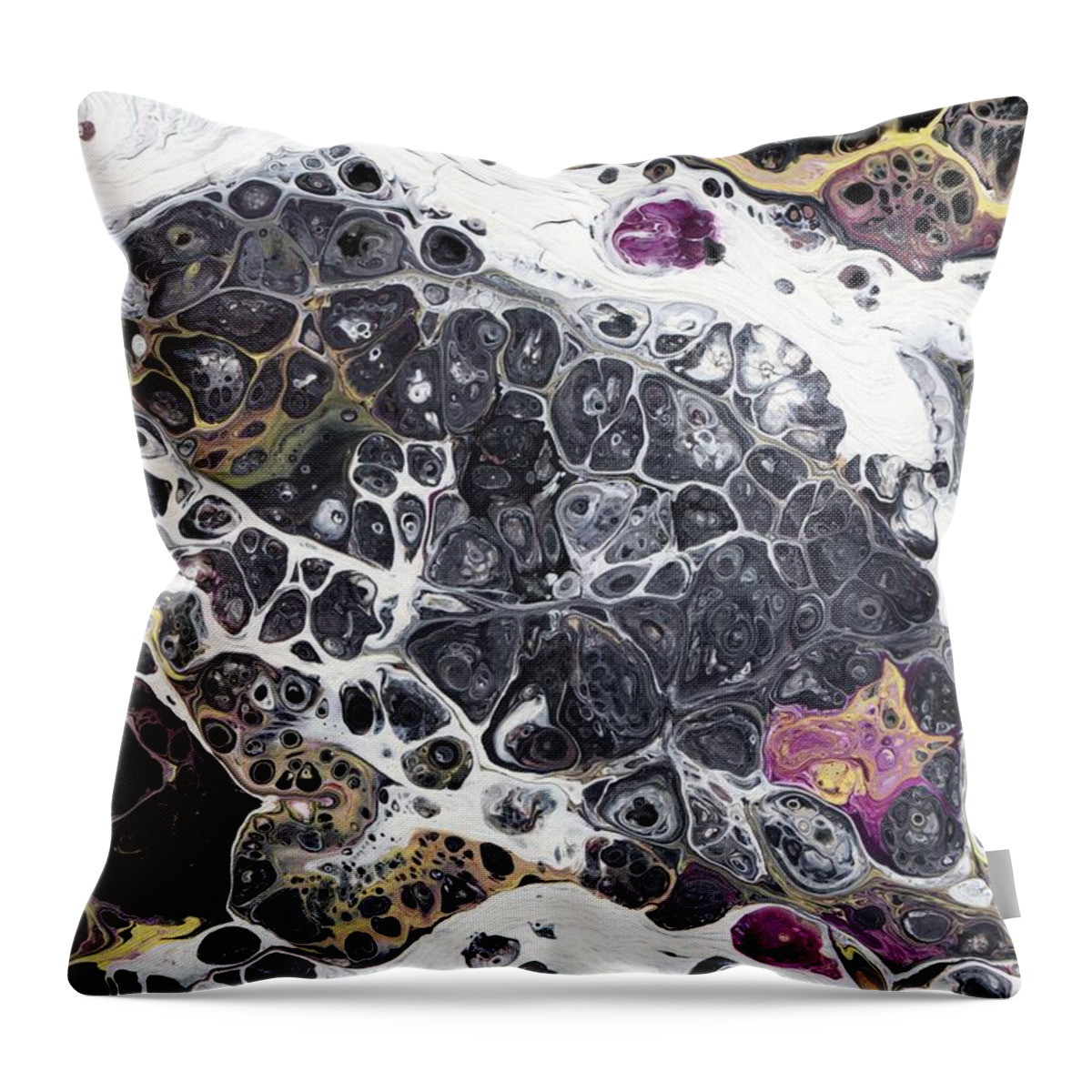 Pink Throw Pillow featuring the painting Black and White Abstract by Jamie Frier