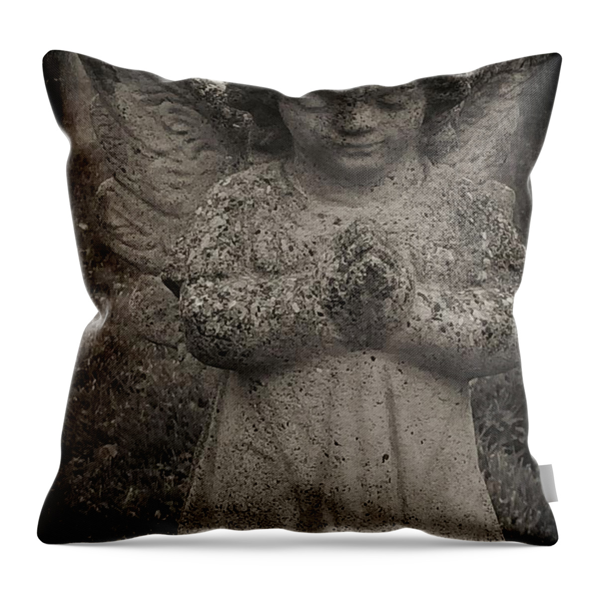 Spiritual Throw Pillow featuring the photograph Black and White Angel by Christine Paris
