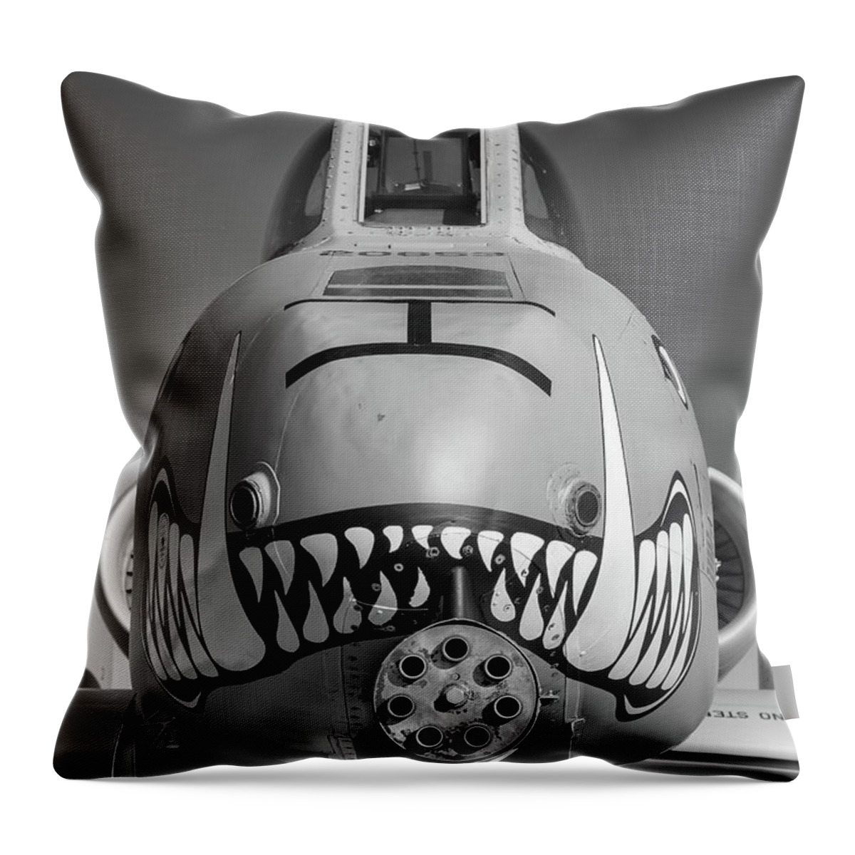 Military Throw Pillow featuring the photograph Black and White Hog - 2017 Christopher Buff, www.Aviationbuff.com by Chris Buff