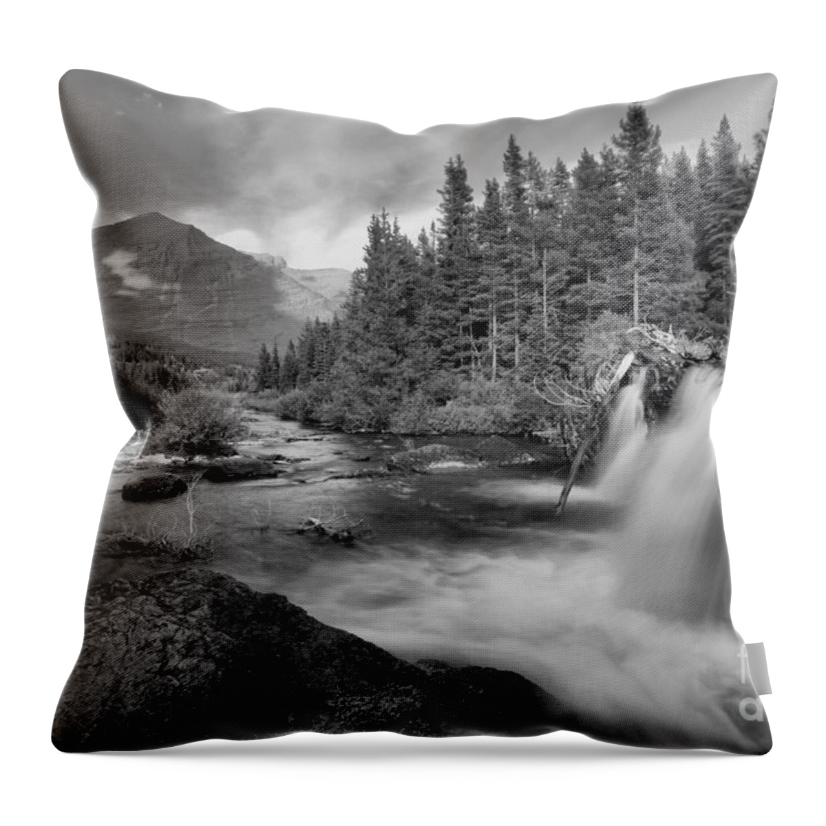 Black And White Throw Pillow featuring the photograph Black And White Red Rock Falls by Adam Jewell
