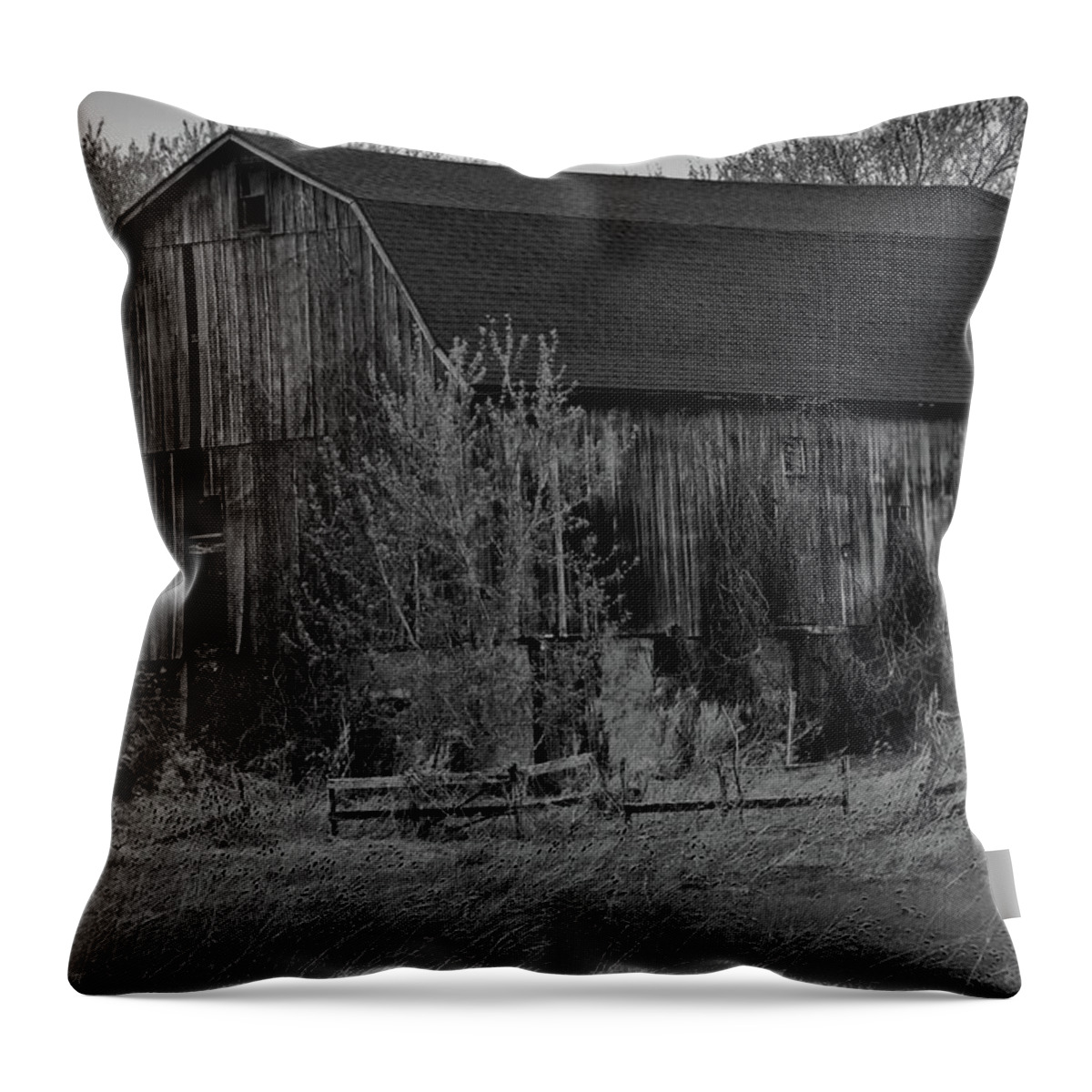Barn Throw Pillow featuring the photograph Black and White Rustic Barn Close Up by Aimee L Maher ALM GALLERY