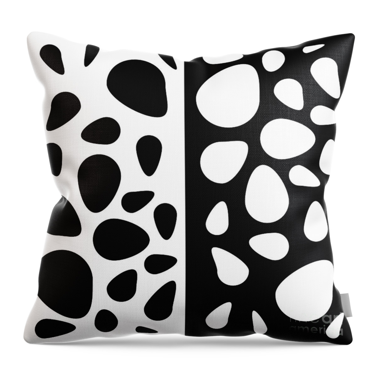 Black And White Throw Pillow featuring the digital art Black and White Teardrops Mirror Design by Barefoot Bodeez Art