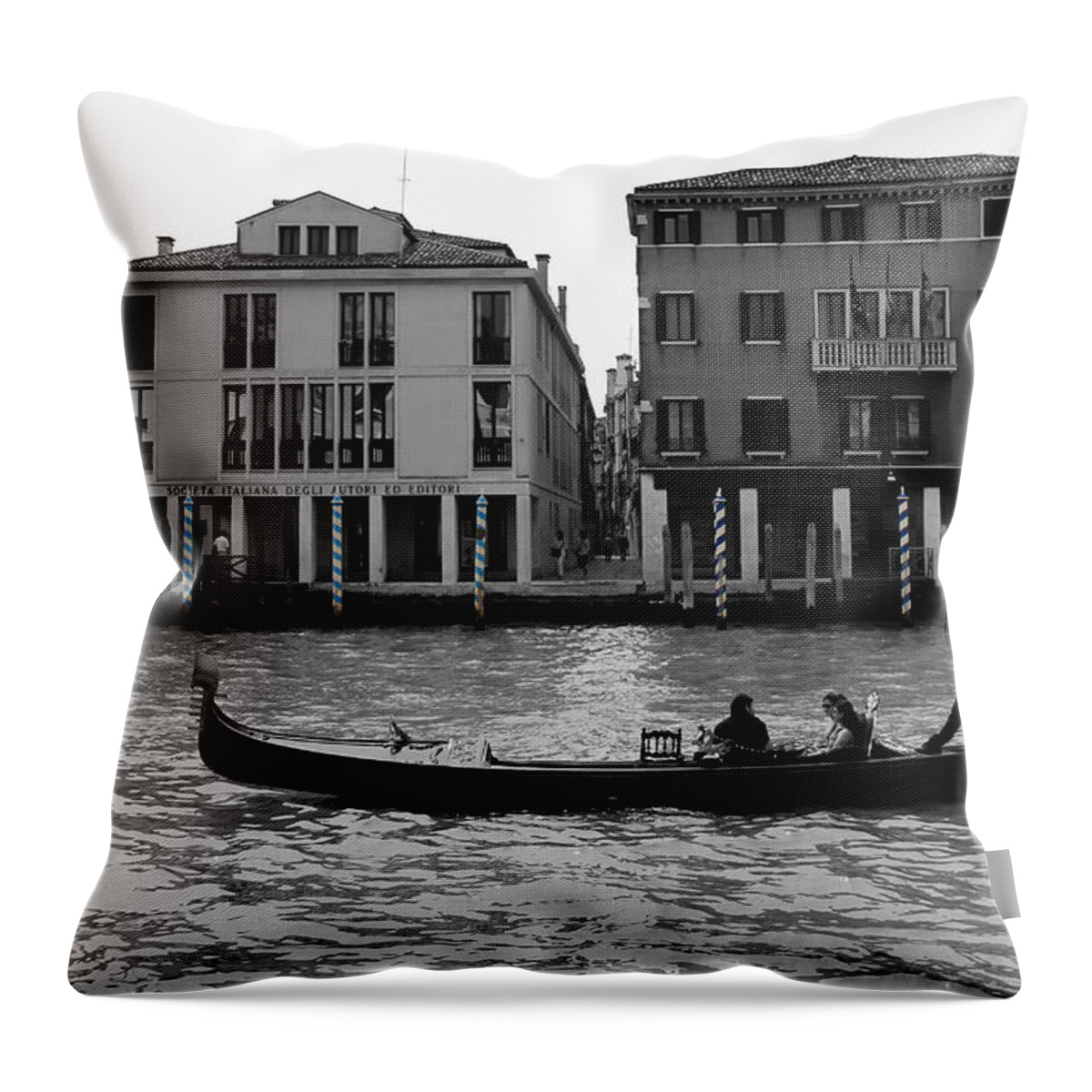 Venice Throw Pillow featuring the photograph Black and White Venice by Andrew Fare