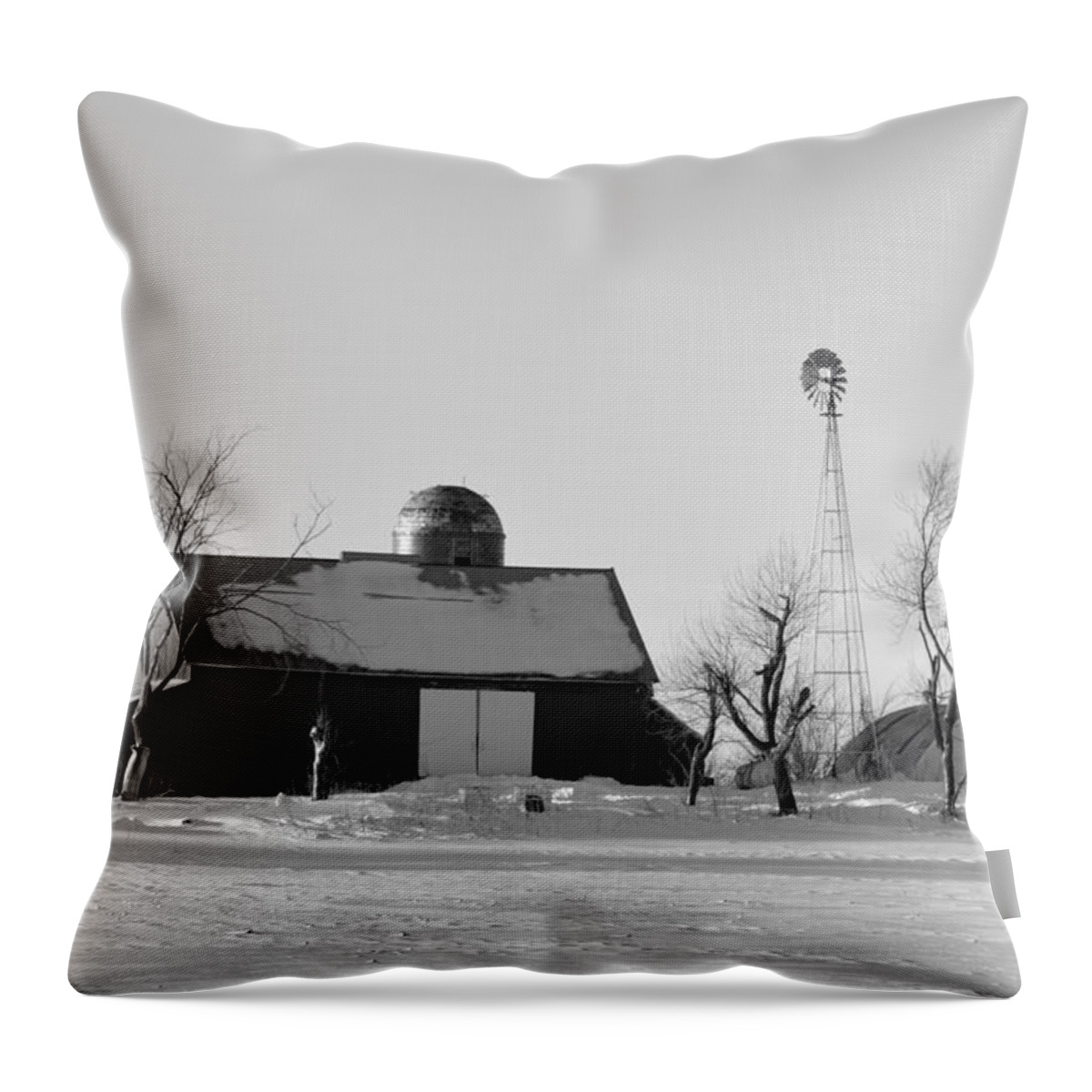 Black And White Throw Pillow featuring the photograph Black And White Winter by Bonfire Photography