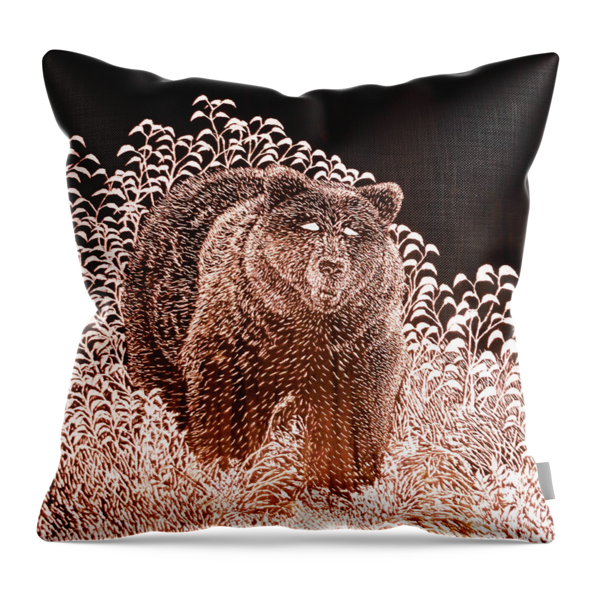 Black Bear Throw Pillow featuring the digital art Black Bear II by Sherry Bunker