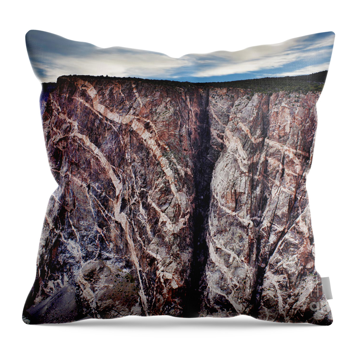 Colorado Throw Pillow featuring the photograph Black Canyon Serpent Wall by Janice Pariza