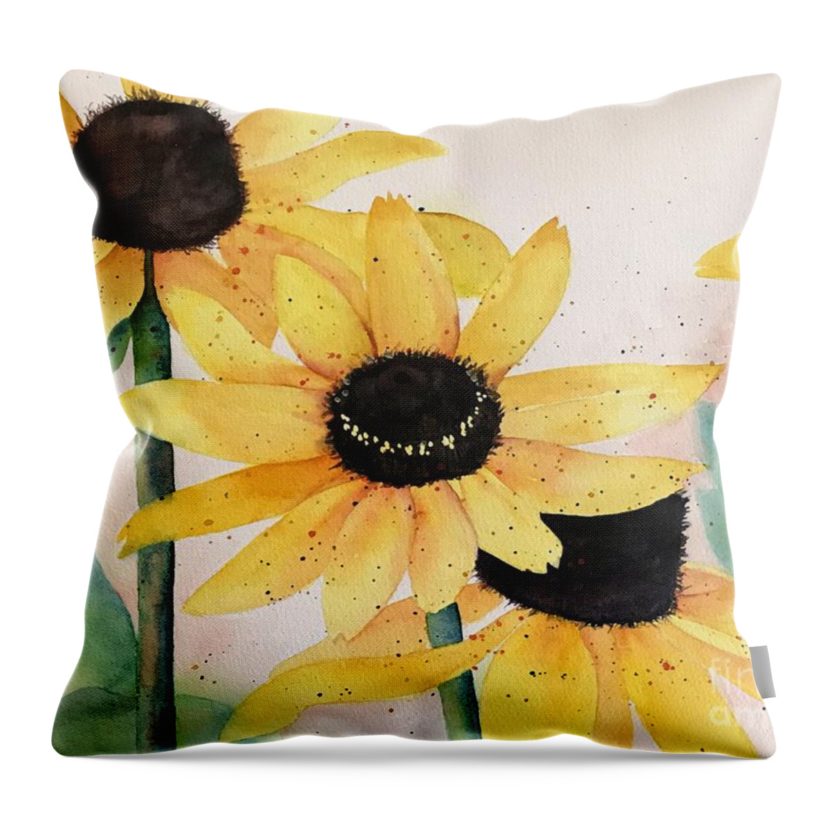 Floral Throw Pillow featuring the painting Brown-Eyed Girls by Beth Fontenot