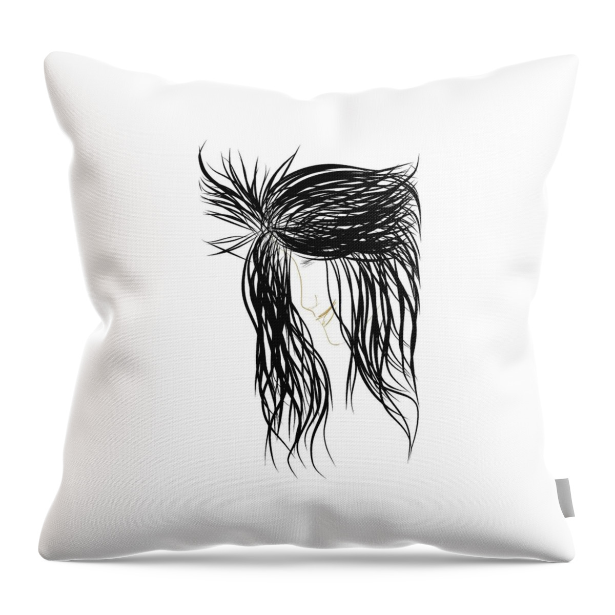Woman Throw Pillow featuring the digital art Black Hair by Faashie Sha