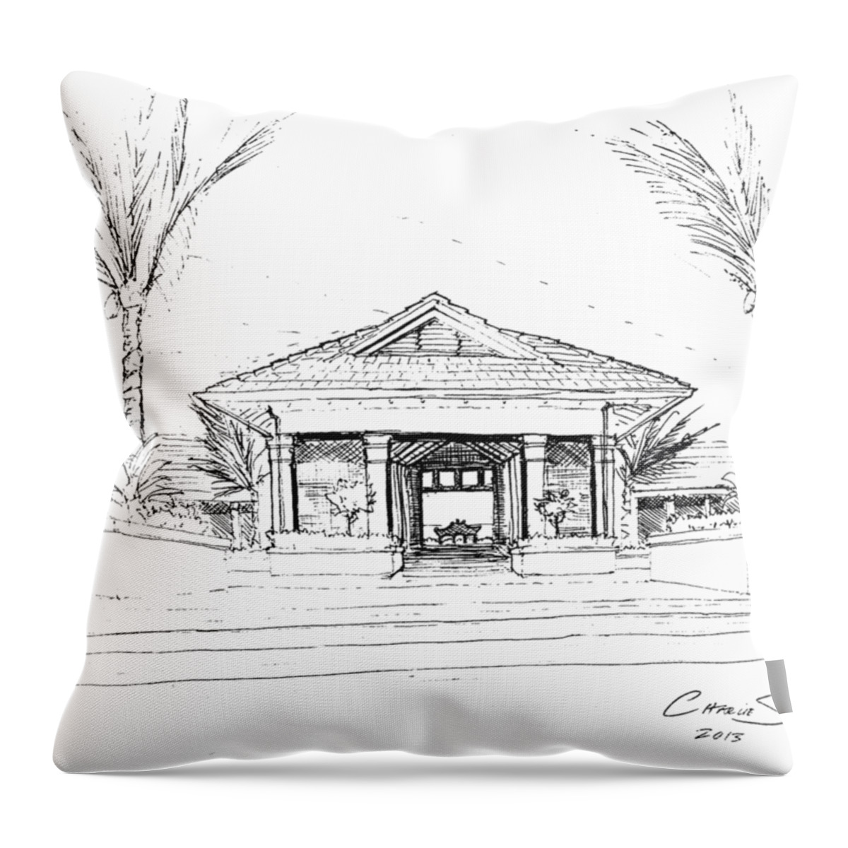  Throw Pillow featuring the drawing black lines on transparent background 10.28.Islands-8 by Charlie Szoradi