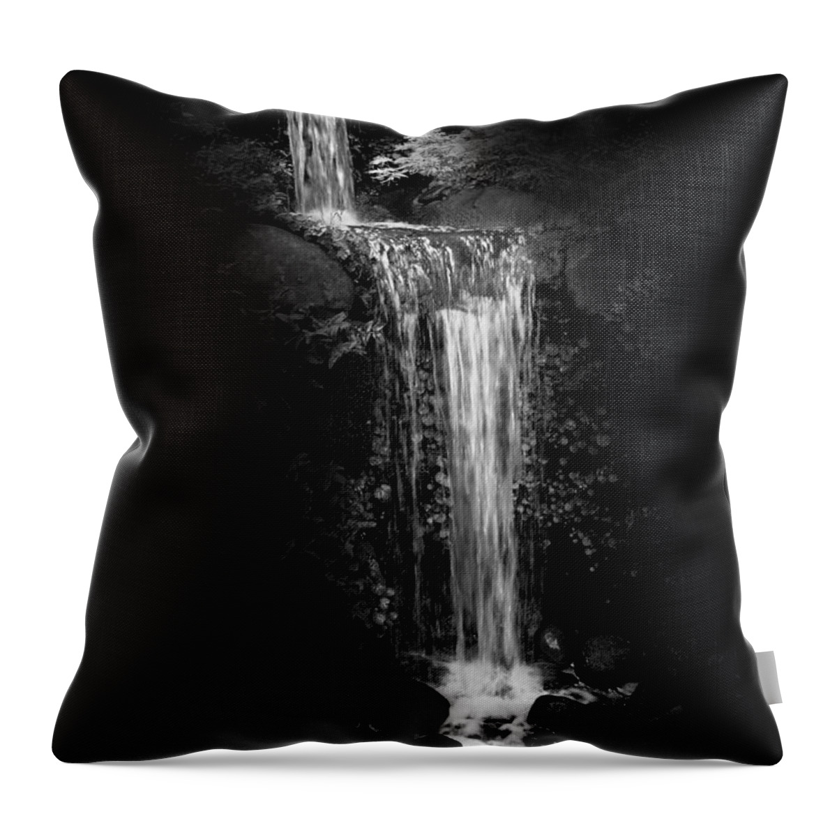 Waterfall Throw Pillow featuring the photograph Black magic waterfall by Peter Thoeny