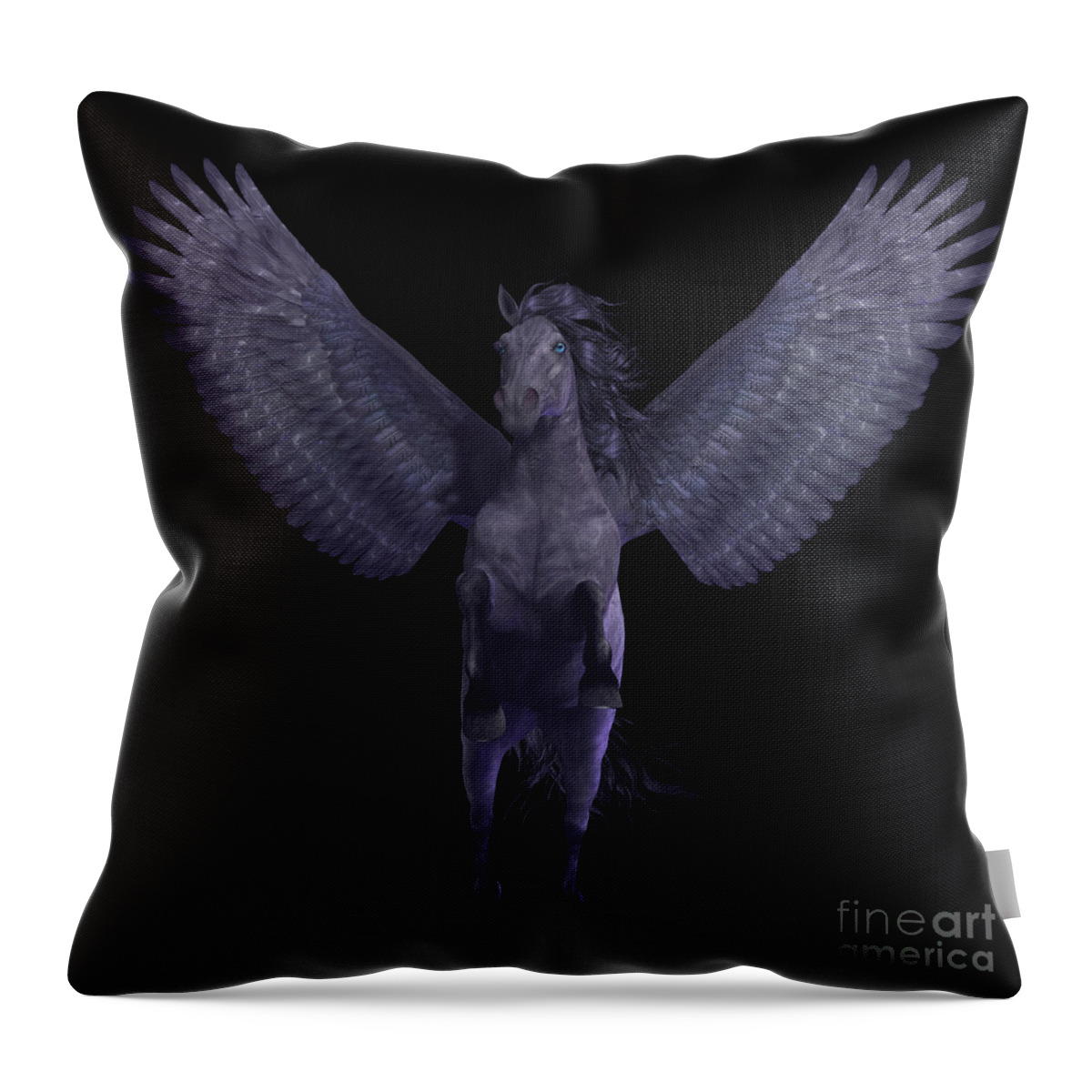 Pegasus Throw Pillow featuring the painting Black Pegasus on Black by Corey Ford