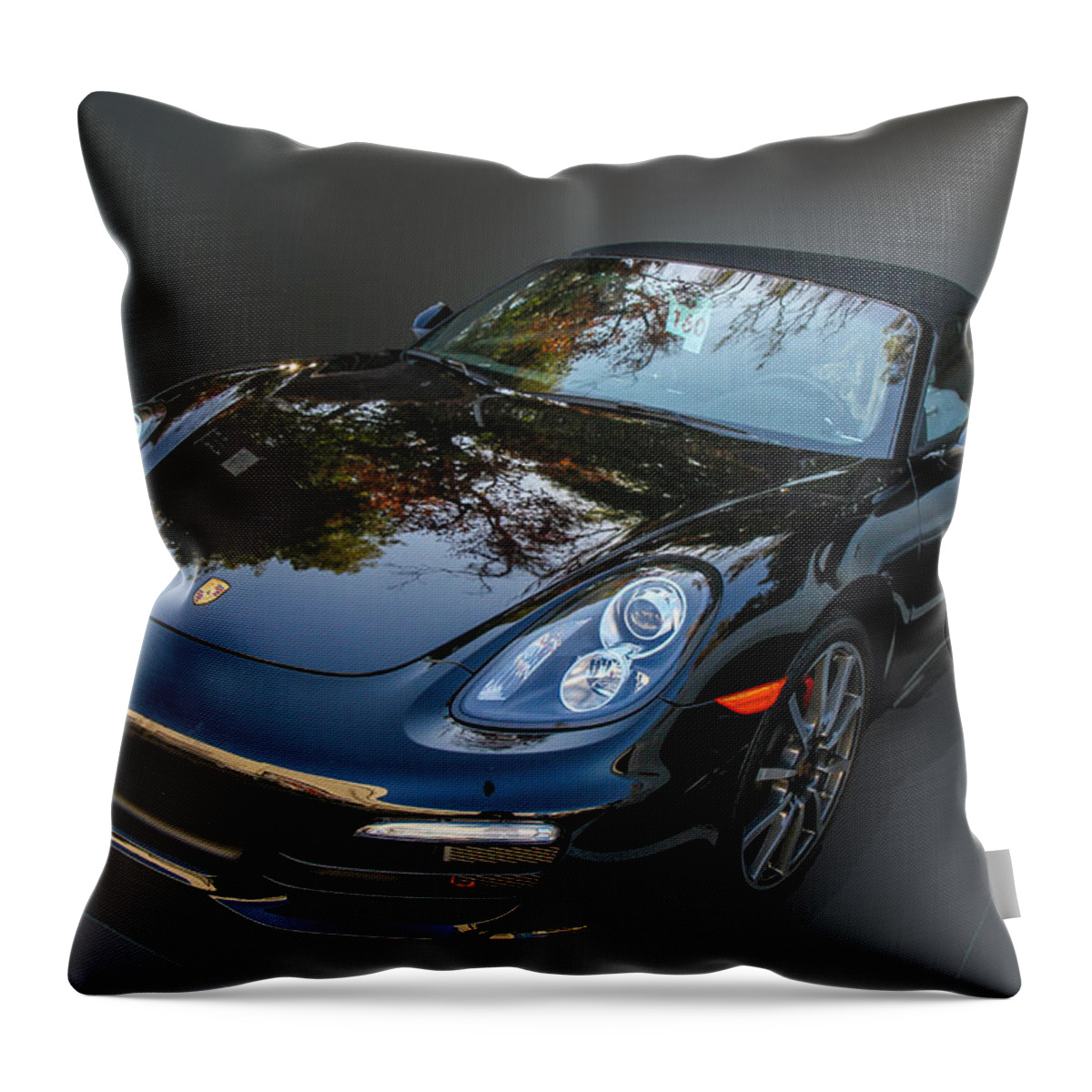 Porsche Throw Pillow featuring the photograph Black Porsche by Robert Hebert