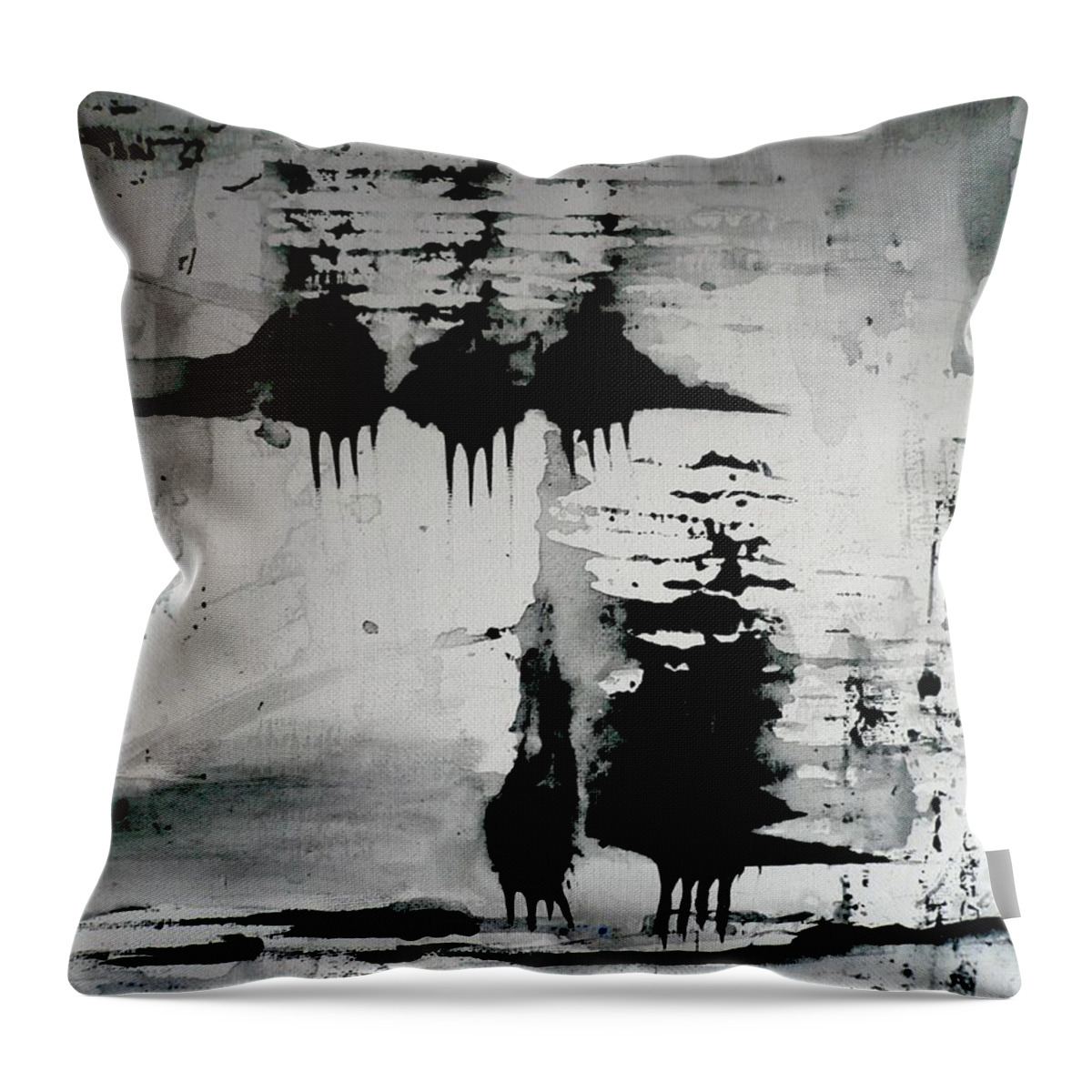 Sheep Throw Pillow featuring the painting Black Sheep Abstract by 'REA' Gallery