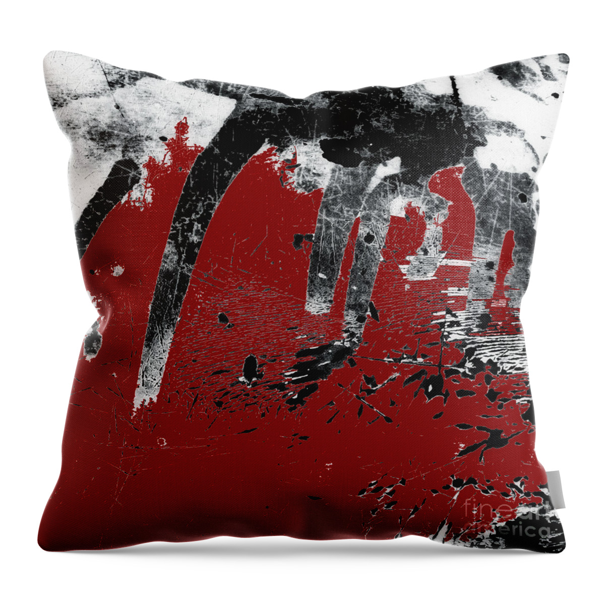 Black Throw Pillow featuring the photograph Black White Red Allover I by Lee Craig