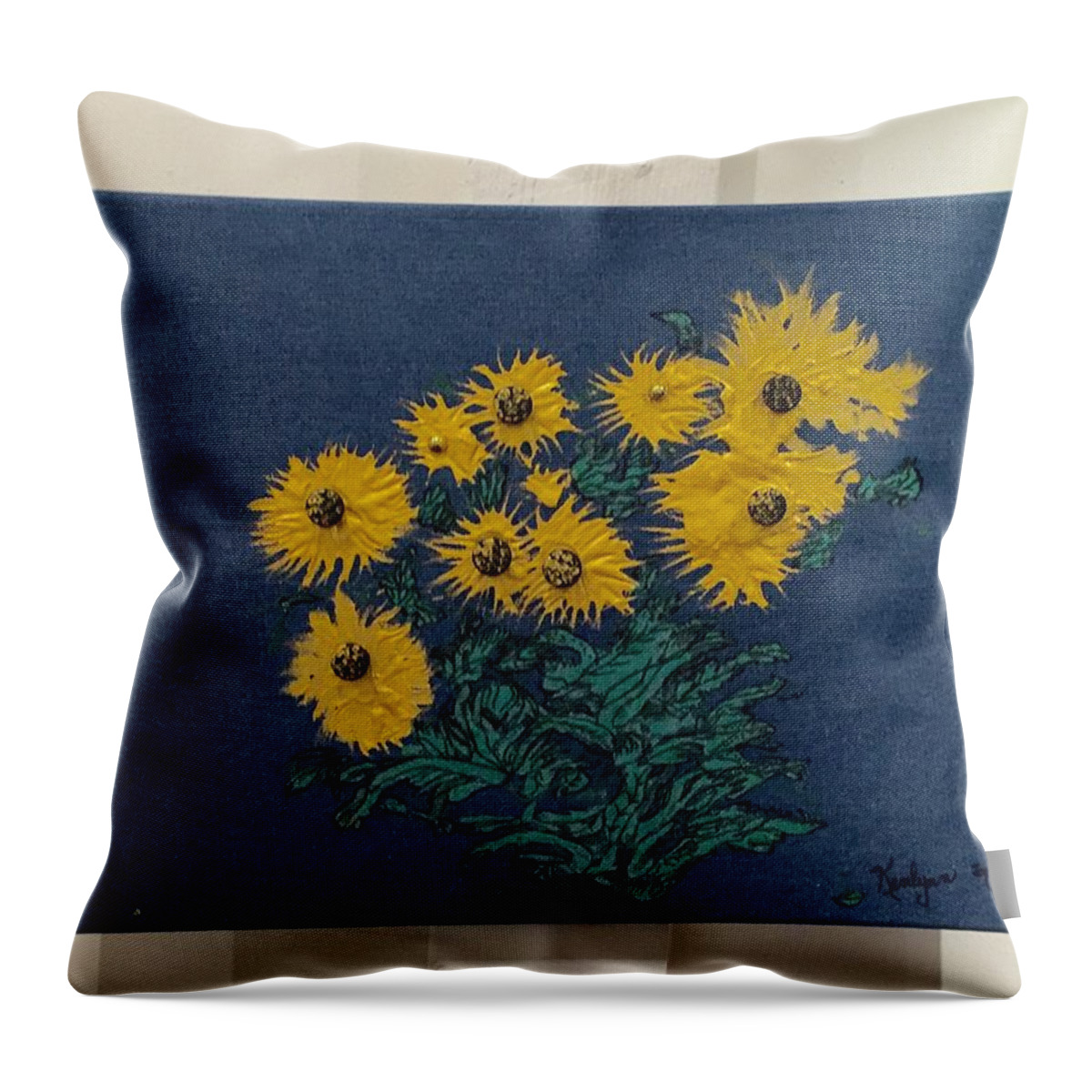 Blackeyed Susans Throw Pillow featuring the painting Blackeyed Susans by Kenlynn Schroeder