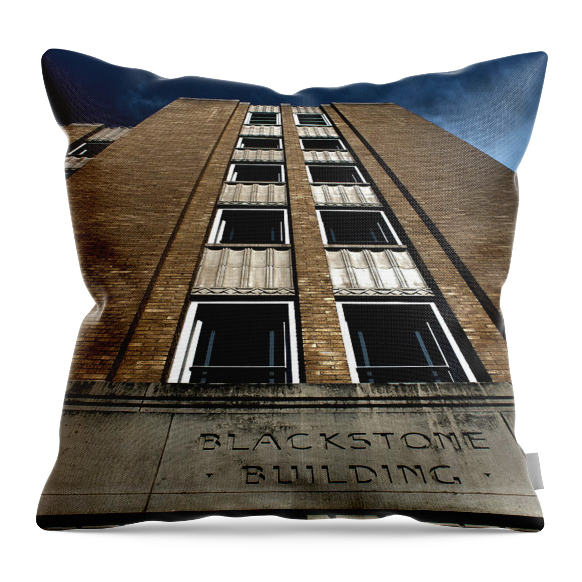 Tyler Texas Throw Pillow featuring the photograph Blackstone Building Downtown Tyler- Color by Eugene Campbell