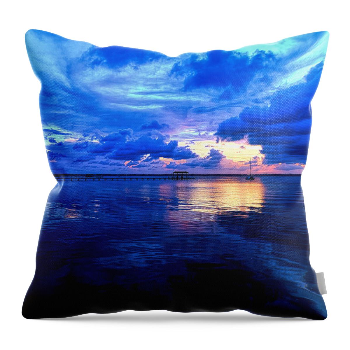 Saint Johns River Throw Pillow featuring the photograph Blazing Blue Sunset by Anthony Baatz