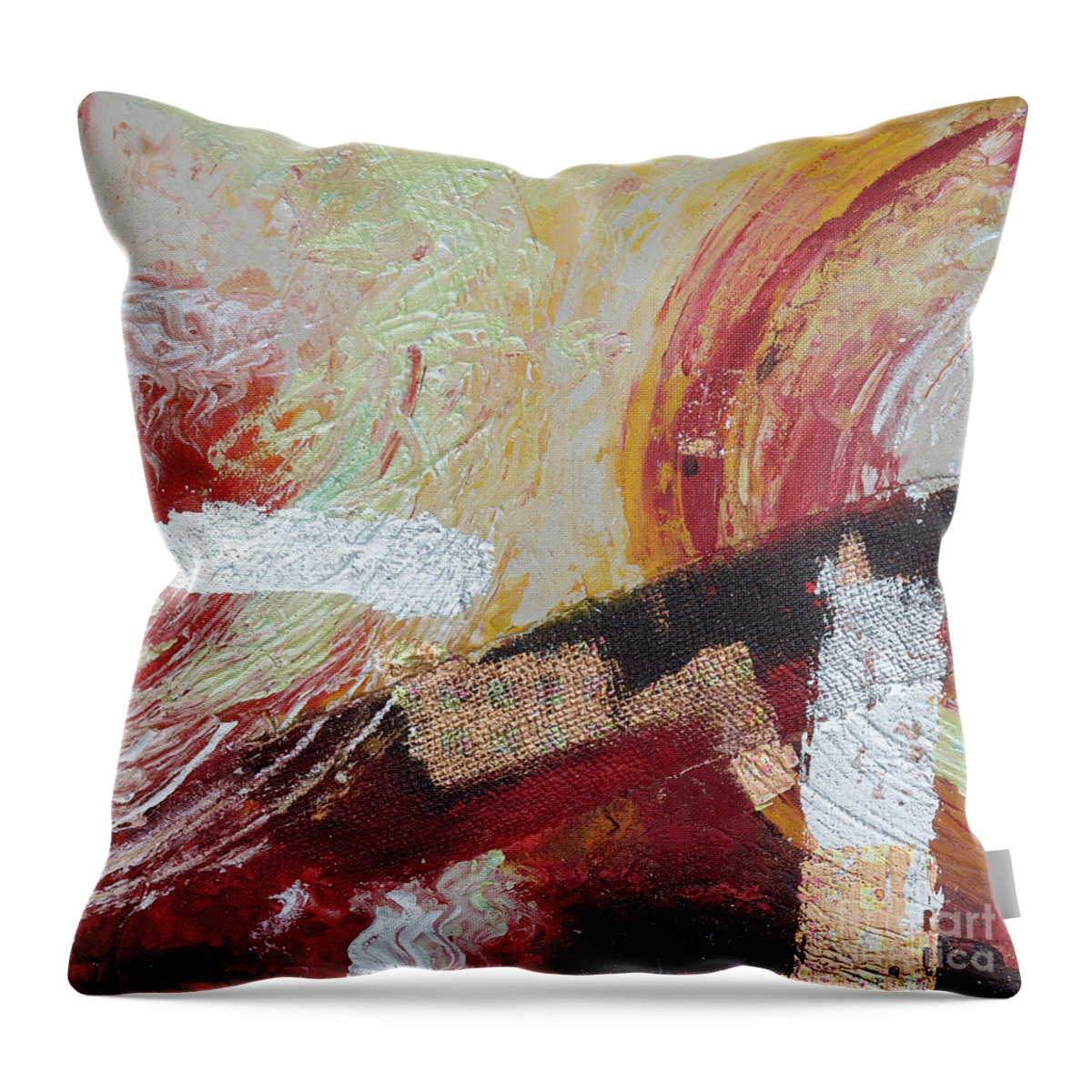 Abstract Throw Pillow featuring the painting Blazing Savanna 1 by Jyotika Shroff
