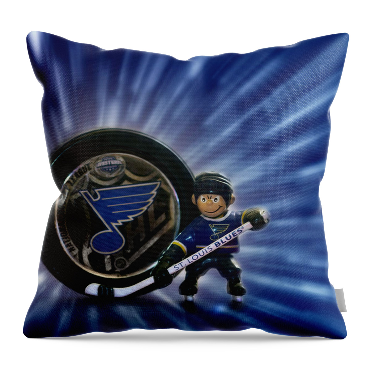 Nhl Throw Pillow featuring the photograph Bleed Blue by Evelina Kremsdorf