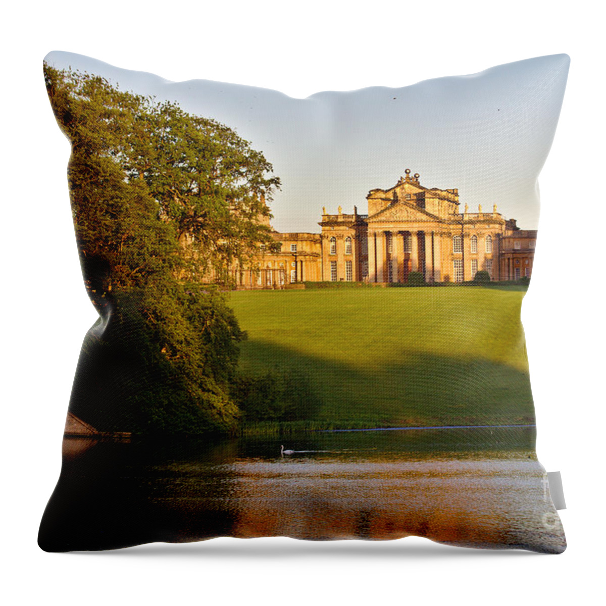 Blenheim Palace Throw Pillow featuring the photograph Blenheim Palace and Lake by Jeremy Hayden
