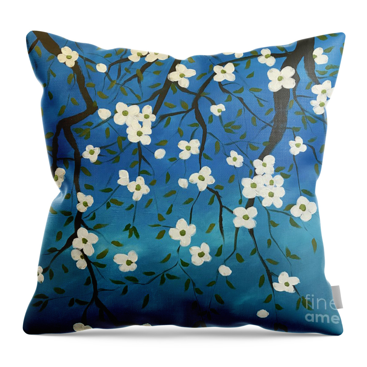 Blossoms Throw Pillow featuring the painting Blessed blossoms by Wonju Hulse