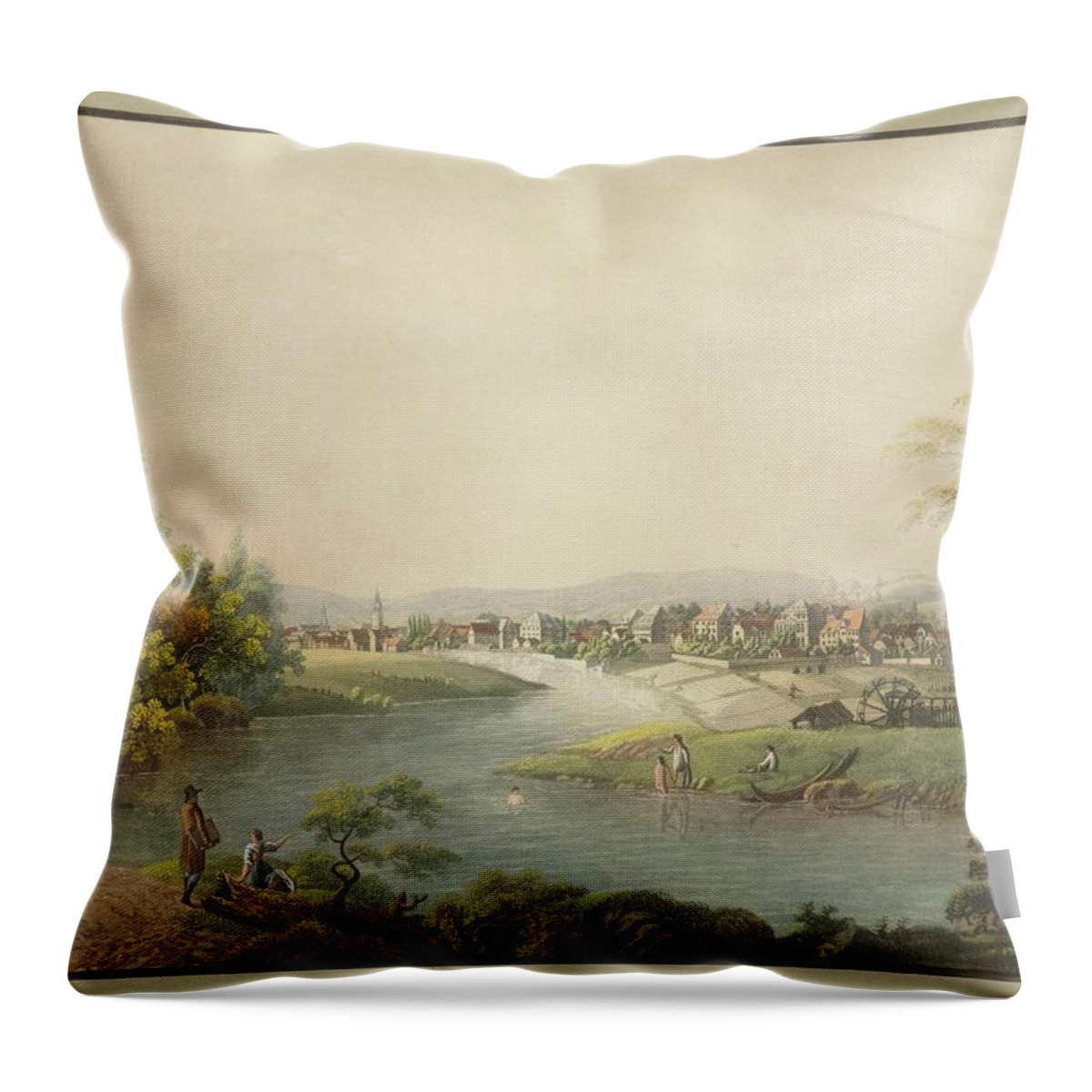 Bleuler Throw Pillow featuring the painting Blick auf Elberfeld vom Norden by MotionAge Designs