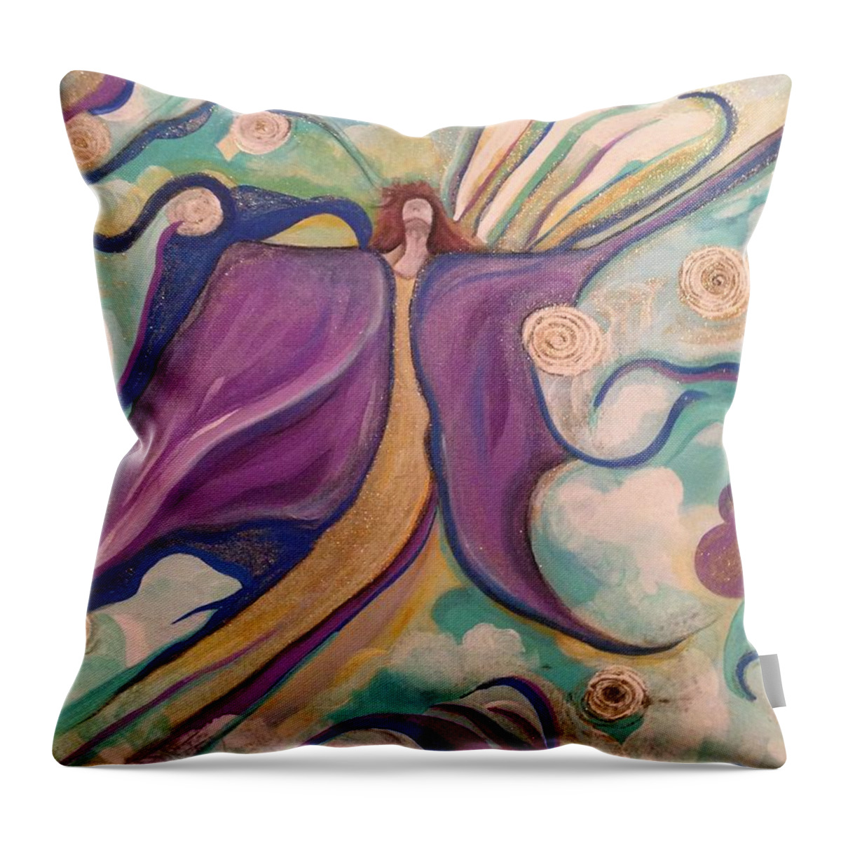  Throw Pillow featuring the painting Bliss Beyond Bliss 1 by Tracy Mcdurmon