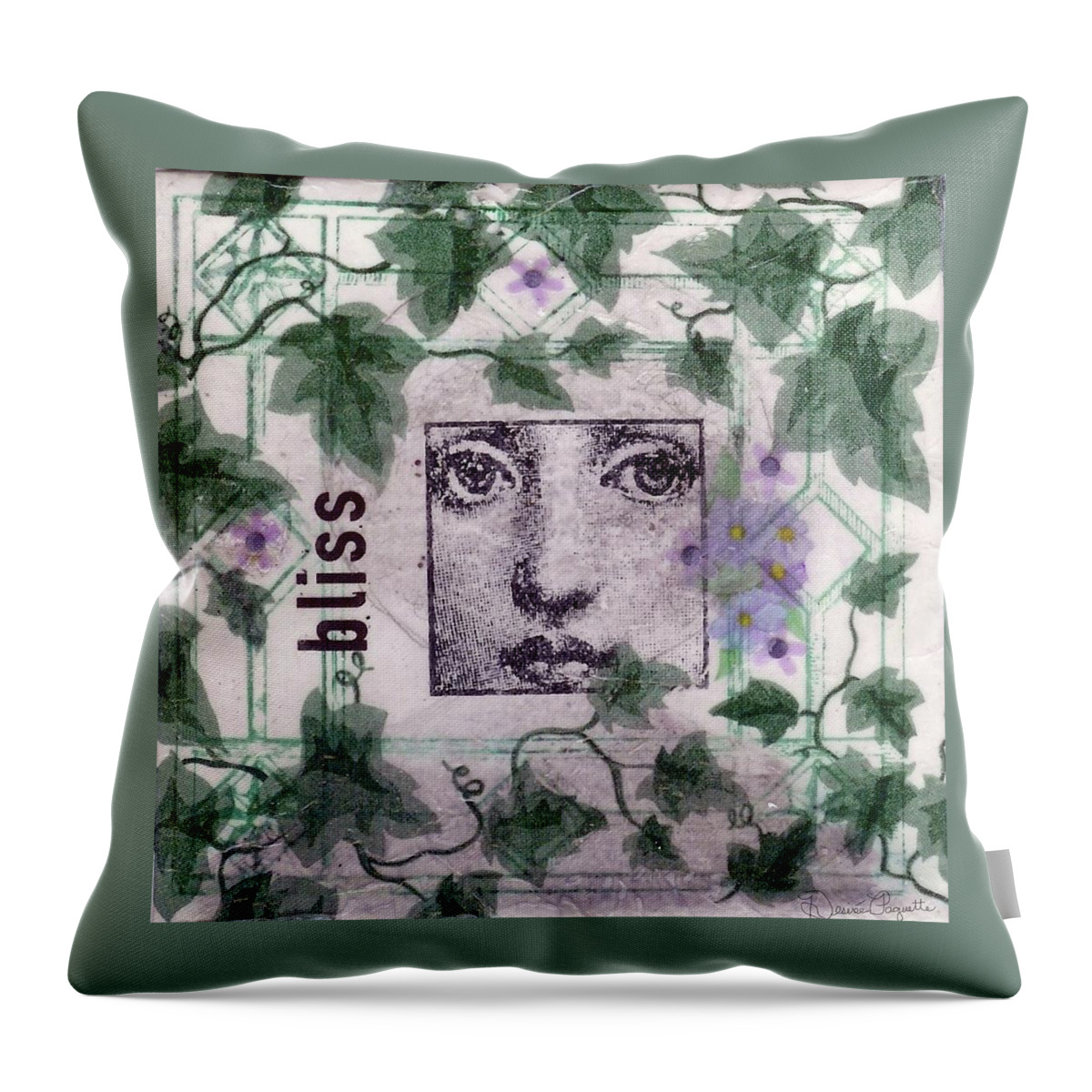Ivy Throw Pillow featuring the mixed media Bliss on Tile by Desiree Paquette