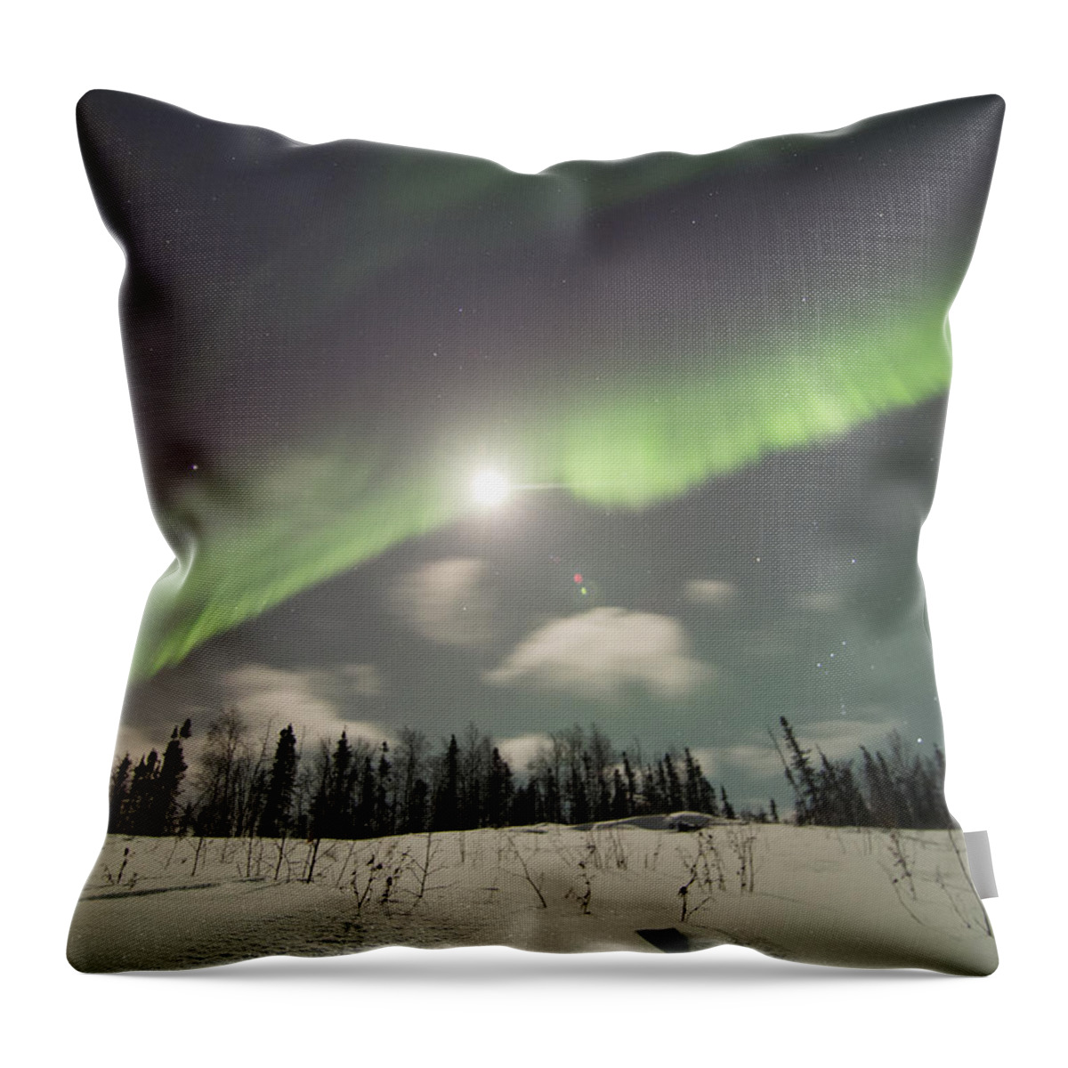 Aurora Borealis Throw Pillow featuring the photograph Block the Moon by Ian Johnson