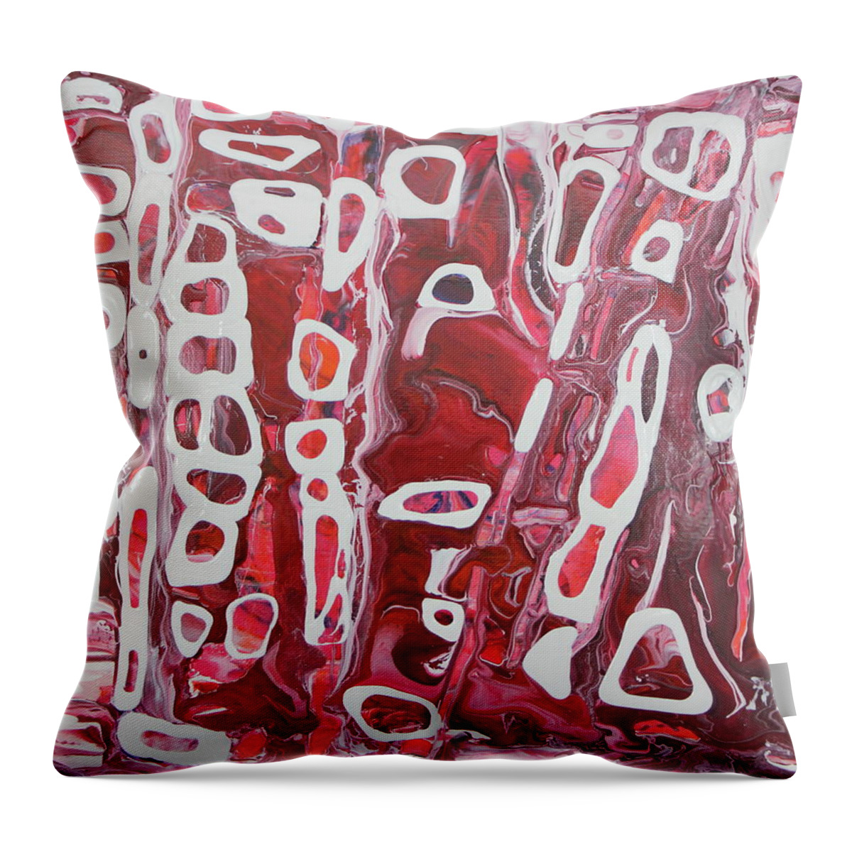 Red Throw Pillow featuring the painting Artifact 2 by Madeleine Arnett