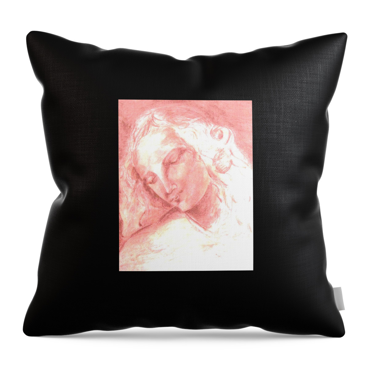 Portrait Throw Pillow featuring the painting Blonde by Dawn Caravetta