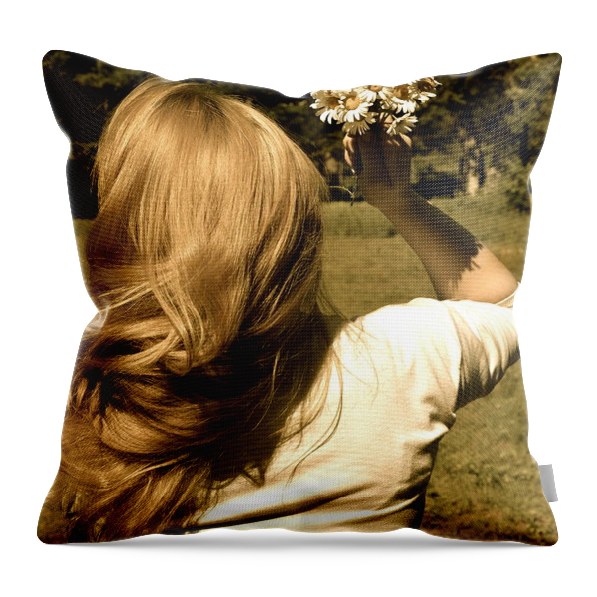 Blonde Girl Throw Pillow featuring the photograph Blondie by Silvana Sykes