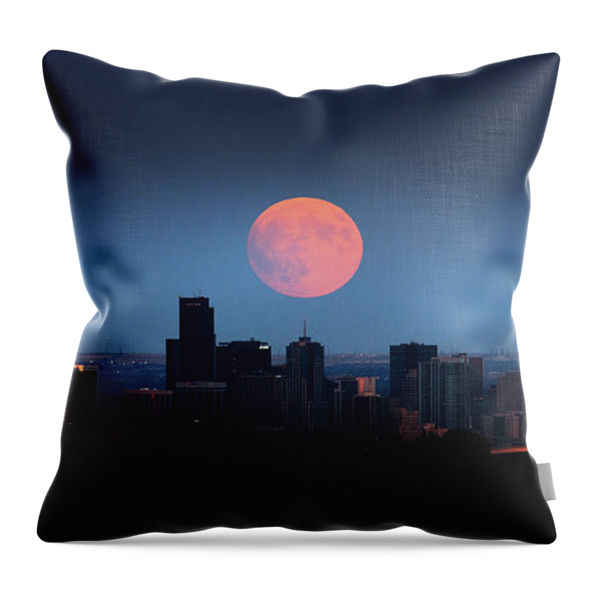 Blood Throw Pillow featuring the photograph Blood Moon Over Denver by Brian Gustafson