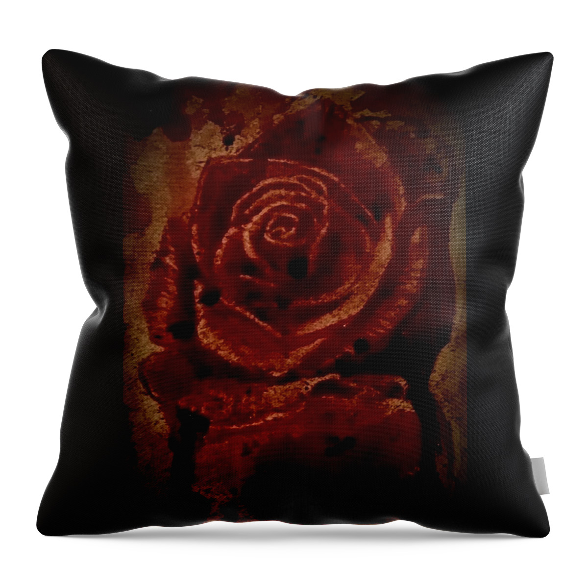 Rose Throw Pillow featuring the painting Blood Rose number 2 by Ryan Almighty