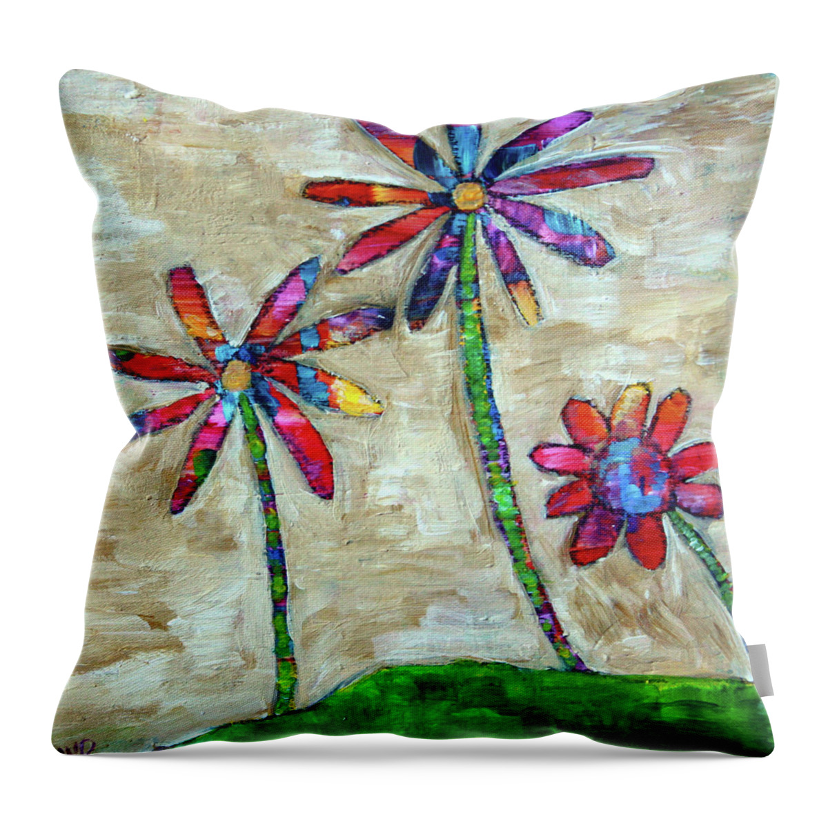 Flowers Throw Pillow featuring the painting Bloom Trees by Winona's Sunshyne