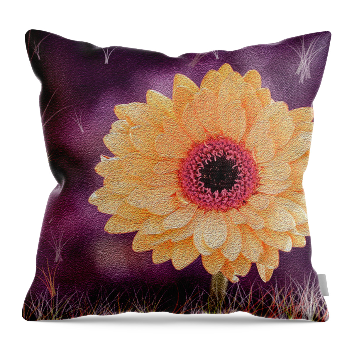 Gerbera Throw Pillow featuring the digital art Bloom where planted by Vanessa Thomas