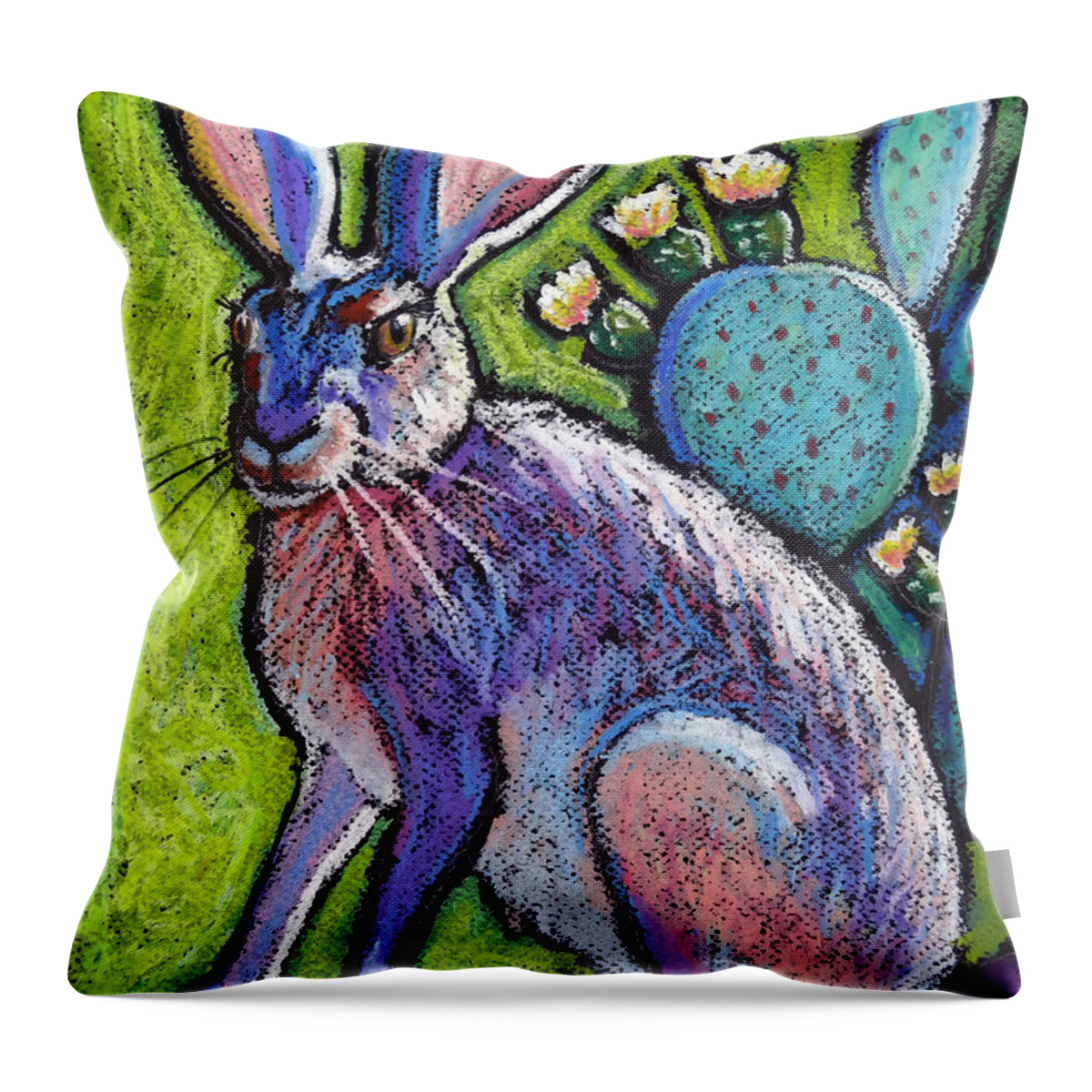 Jackrabbit Throw Pillow featuring the painting Blooming Jackrabbit by Ande Hall