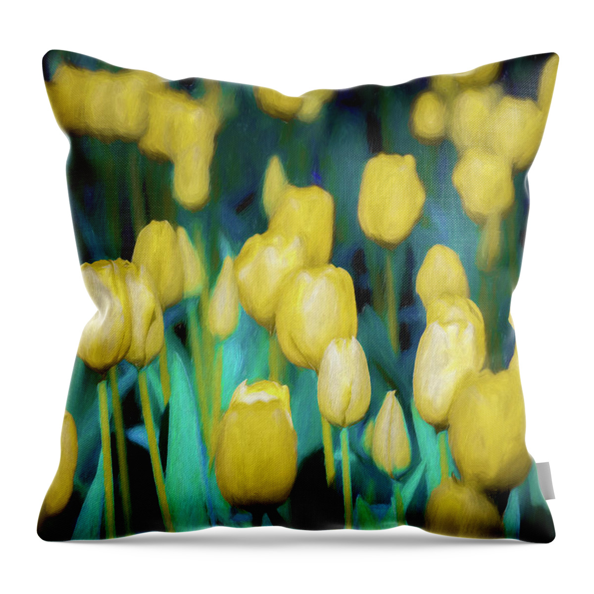 Digital Painting Throw Pillow featuring the photograph Blooms of Yellow by James Barber