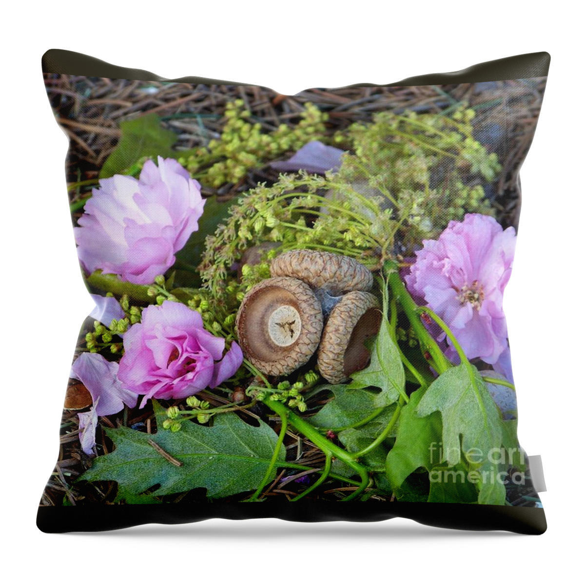 Flowers Throw Pillow featuring the photograph Blossoms and Acorn by Charles Robinson