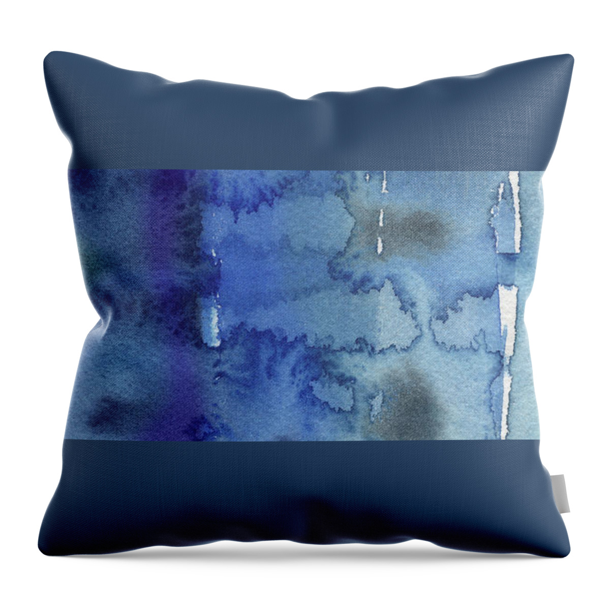 Blue Throw Pillow featuring the painting Blue Abstract Cool Waters III by Irina Sztukowski