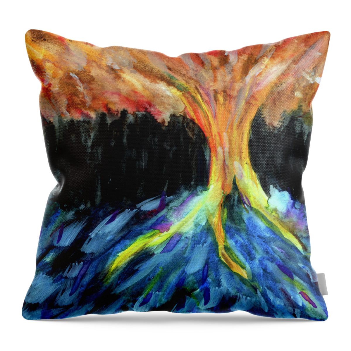 Blue Throw Pillow featuring the painting Blue Abstract Tree by R Kyllo