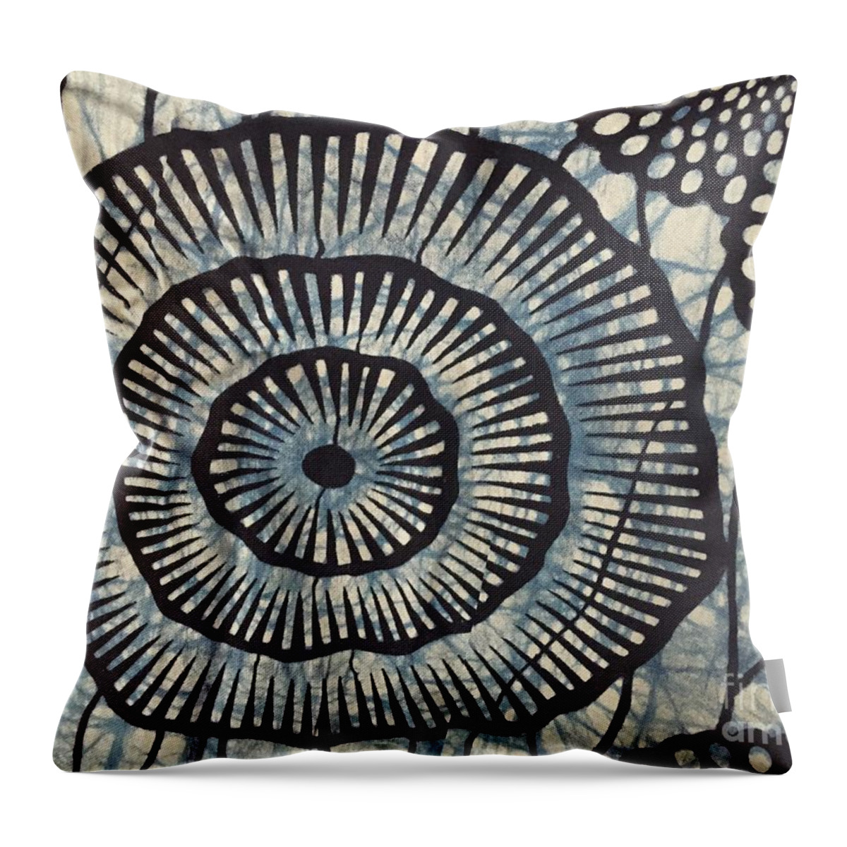 African Cloth Throw Pillow featuring the photograph Blue and White by Nona Kumah