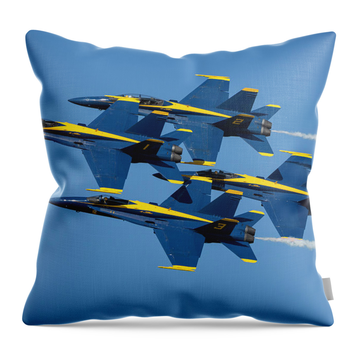 3scape Throw Pillow featuring the photograph Blue Angels Diamond Formation by Adam Romanowicz