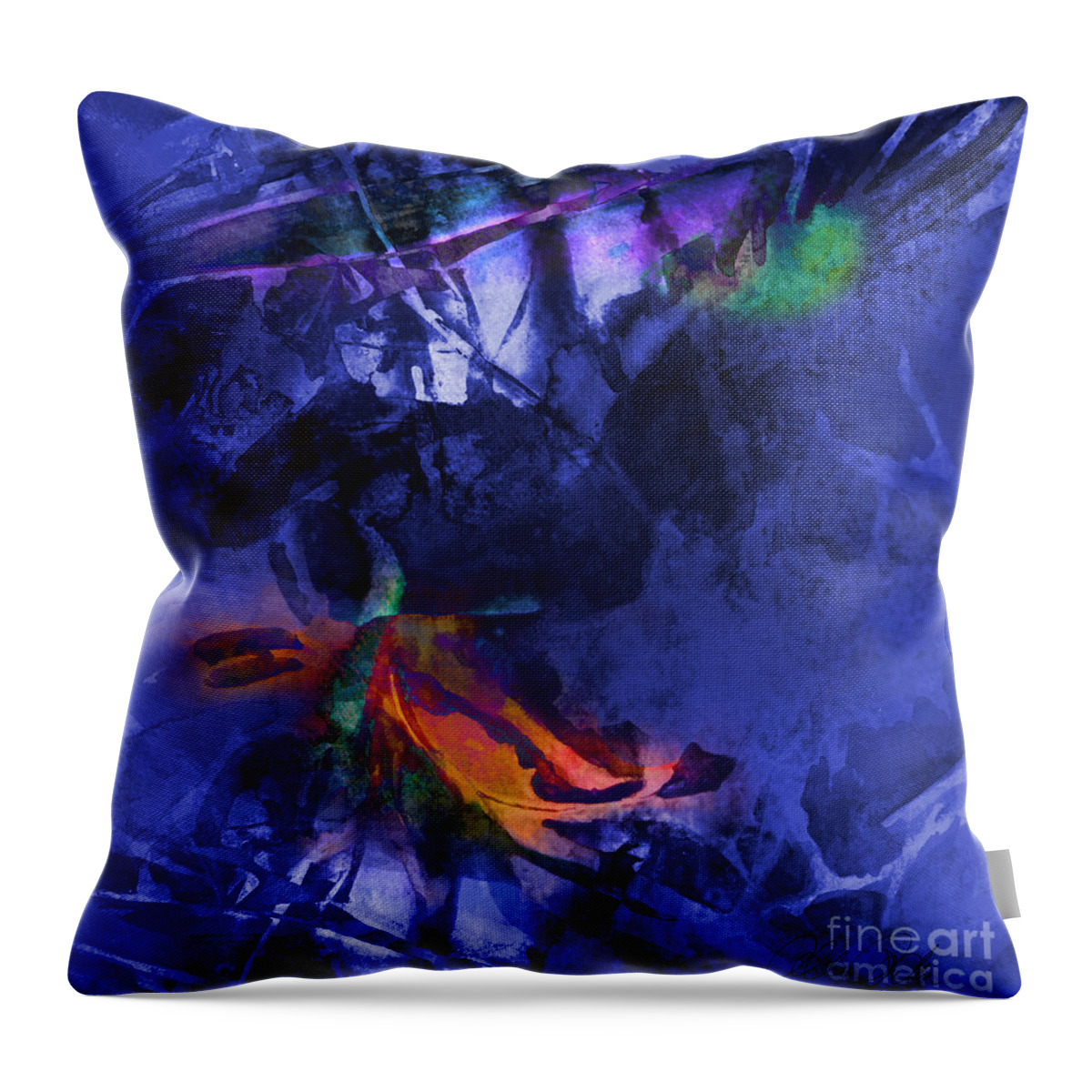 Blue Throw Pillow featuring the painting Blue Avatar Abstract by Allison Ashton